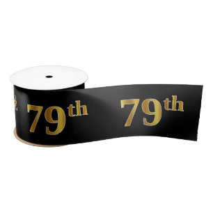 Faux/Imitation Gold "79th" Event Number (Black) Satin Ribbon