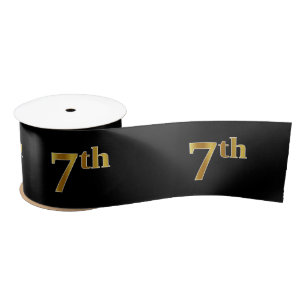 Faux/Imitation Gold "7th" Event Number (Black) Satin Ribbon
