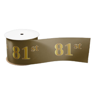 Faux/Imitation Gold "81st" Event Number (Brown) Satin Ribbon