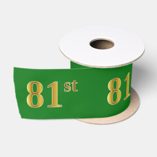 Faux/Imitation Gold "81st" Event Number (Green) Satin Ribbon