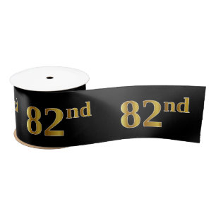 Faux/Imitation Gold "82nd" Event Number (Black) Satin Ribbon