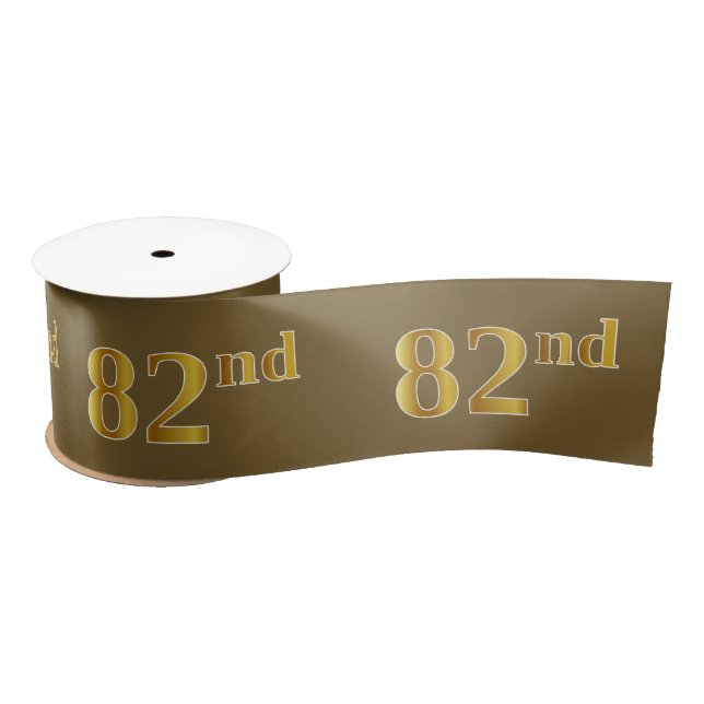Faux/Imitation Gold "82nd" Event Number (Brown) Satin Ribbon (Spool)