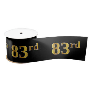 Faux/Imitation Gold "83rd" Event Number (Black) Satin Ribbon