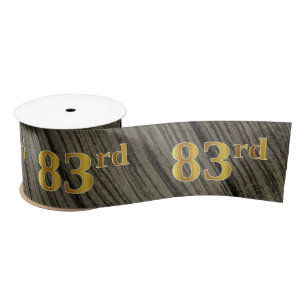 Faux/Imitation Gold "83rd" Event Number (Rustic) Satin Ribbon