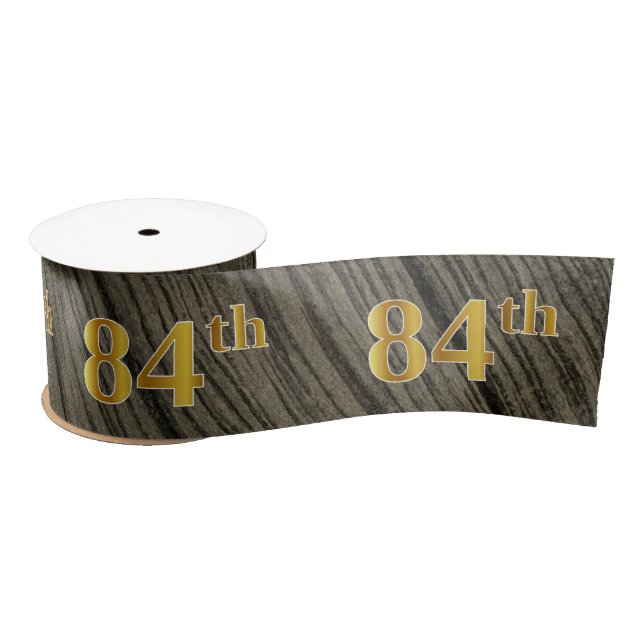 Faux/Imitation Gold "84th" Event Number (Rustic) Satin Ribbon (Spool)