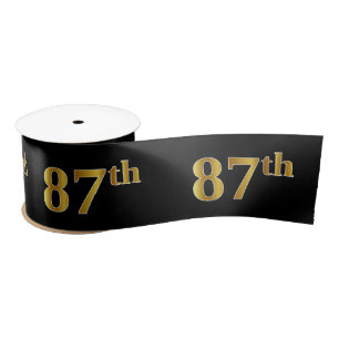 Faux/Imitation Gold "87th" Event Number (Black) Satin Ribbon