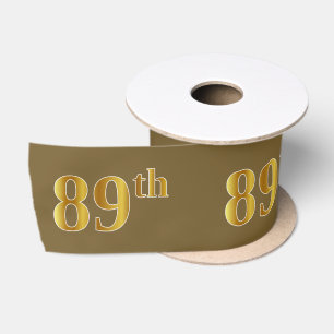 Faux/Imitation Gold "89th" Event Number (Brown) Satin Ribbon