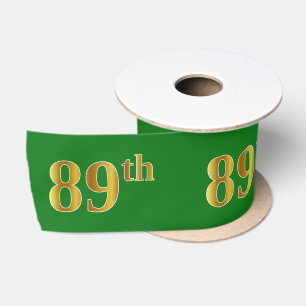 Faux/Imitation Gold "89th" Event Number (Green) Satin Ribbon