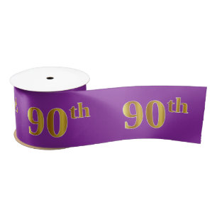 Faux/Imitation Gold "90th" Event Number (Purple) Satin Ribbon