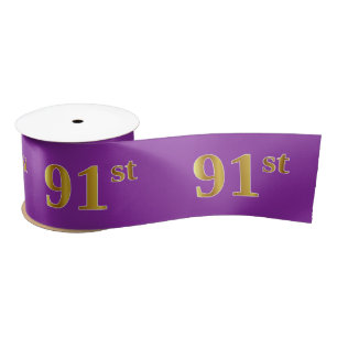 Faux/Imitation Gold "91st" Event Number (Purple) Satin Ribbon