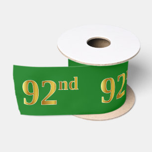 Faux/Imitation Gold "92nd" Event Number (Green) Satin Ribbon