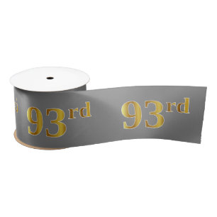 Faux/Imitation Gold "93rd" Event Number (Grey) Satin Ribbon