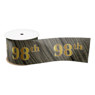 Faux/Imitation Gold "98th" Event Number (Rustic) Satin Ribbon