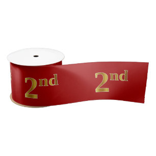 Faux/Imitation Gold Look "2nd" Event Number (Red) Satin Ribbon
