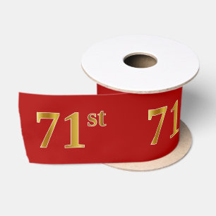 Faux/Imitation Gold Look "71st" Event Number (Red) Satin Ribbon