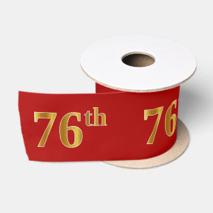 Faux/Imitation Gold Look "76th" Event Number (Red) Satin Ribbon