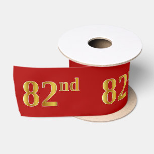 Faux/Imitation Gold Look "82nd" Event Number (Red) Satin Ribbon