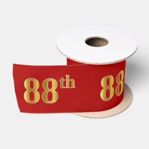 Faux/Imitation Gold Look "88th" Event Number (Red) Satin Ribbon