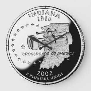Faux Indiana State Quarter Large Clock