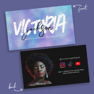 Faux Iridescent Beauty Makeup Influencer Custom Business Card