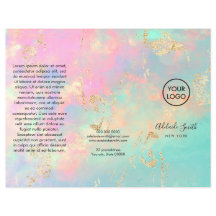 faux iridescent delicate opal brochure