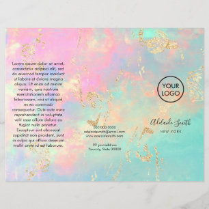 faux iridescent delicate opal brochure