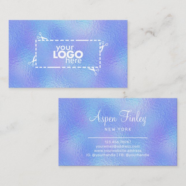 Faux Iridescent Foil Elegant Logo Business Card (Front/Back)