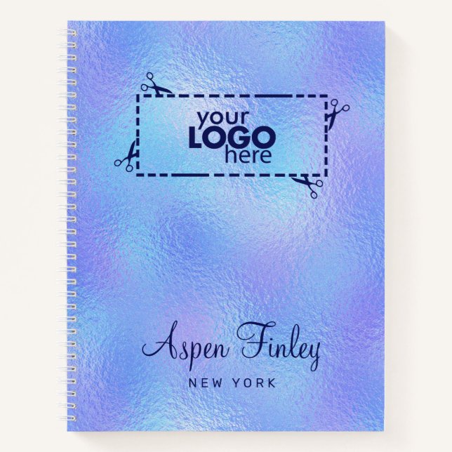 Faux Iridescent Foil Elegant Logo Notebook (Front)