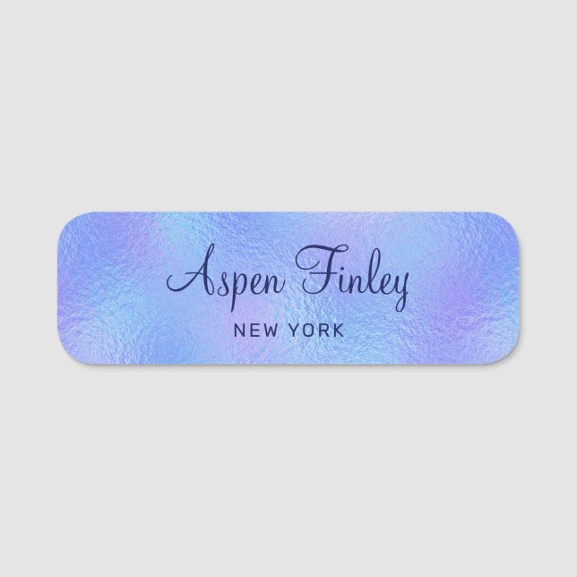 Faux Iridescent Foil Elegant Name Tag (Front)
