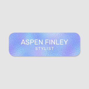 Faux Iridescent Foil Modern Name Tag
