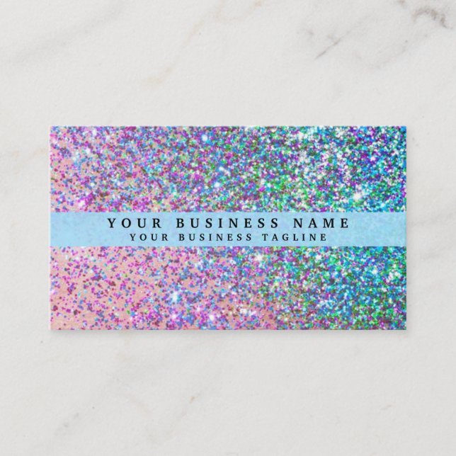 Faux Iridescent Glitter Business Card (Front)
