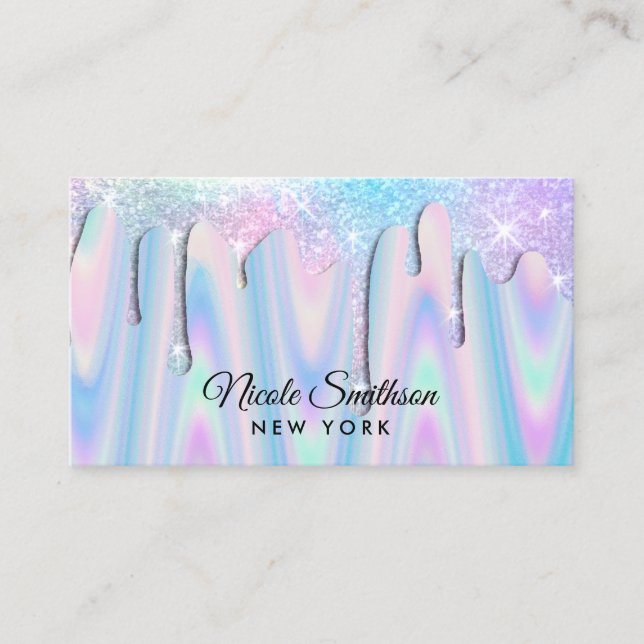 faux iridescent glitter design business card (Front)
