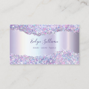 Faux iridescent lavender glitter foil business card