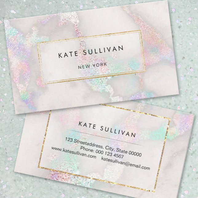 faux iridescent marble effect business card (Creator Uploaded)