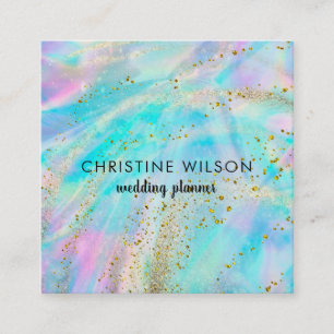 faux iridescent marble FAUX glitter details Square Business Card