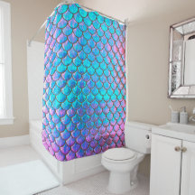 FAUX iridescent mermaid pattern Shower Curtain