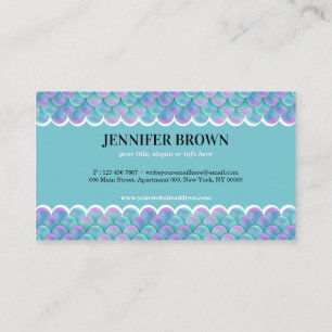 faux iridescent mermaid scale business card