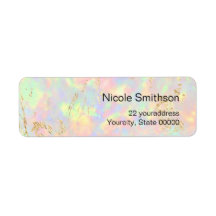 faux iridescent opal background labels