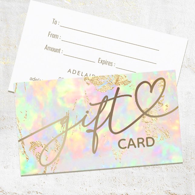 faux iridescent opal gift certificate card (Creator Uploaded)