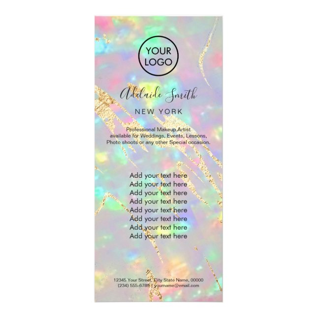 faux iridescent opal rack card (Front)