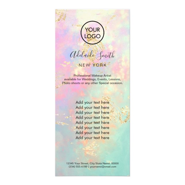 faux iridescent opal rack card (Front)