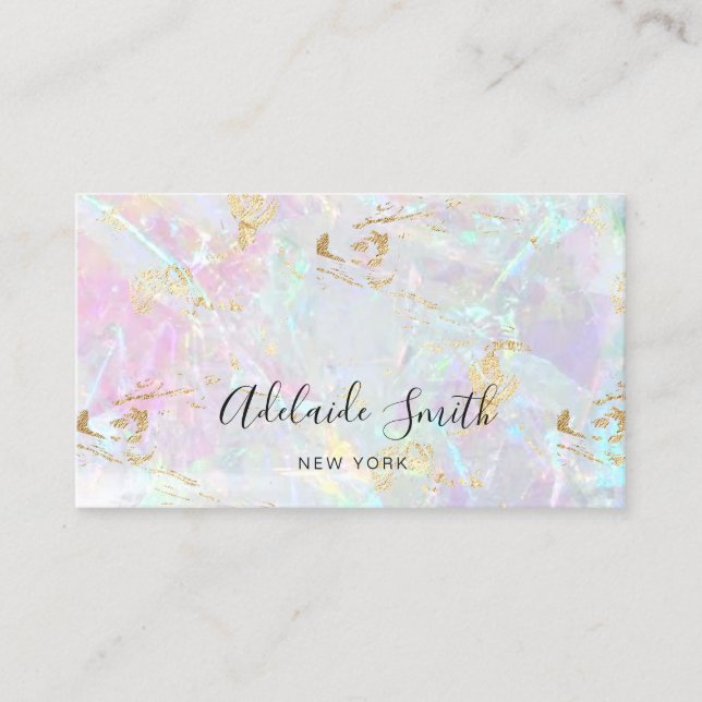 FAUX iridescent pink stone texture Business Card (Front)
