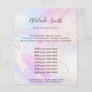 Faux iridescent purple and faux glitter flyer