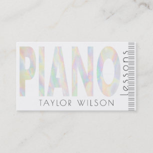 FAUX iridescent shell script piano music teacher Business Card