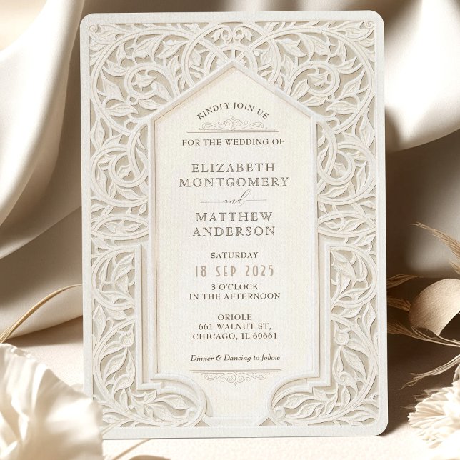 Faux Ivory Lace Wedding Invitation (Creator Uploaded)