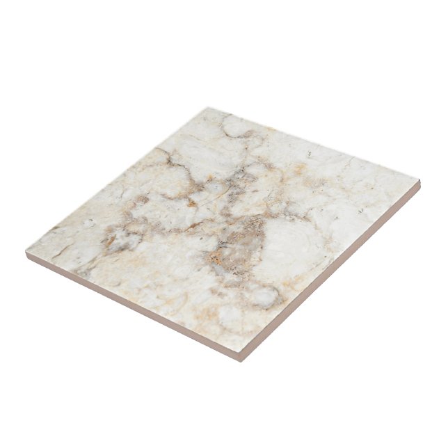 Faux Ivory White Marble Stone Ceramic Tile (Side)