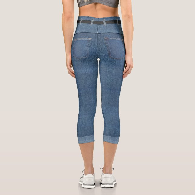 Faux Jeans Capri Leggings (Back)
