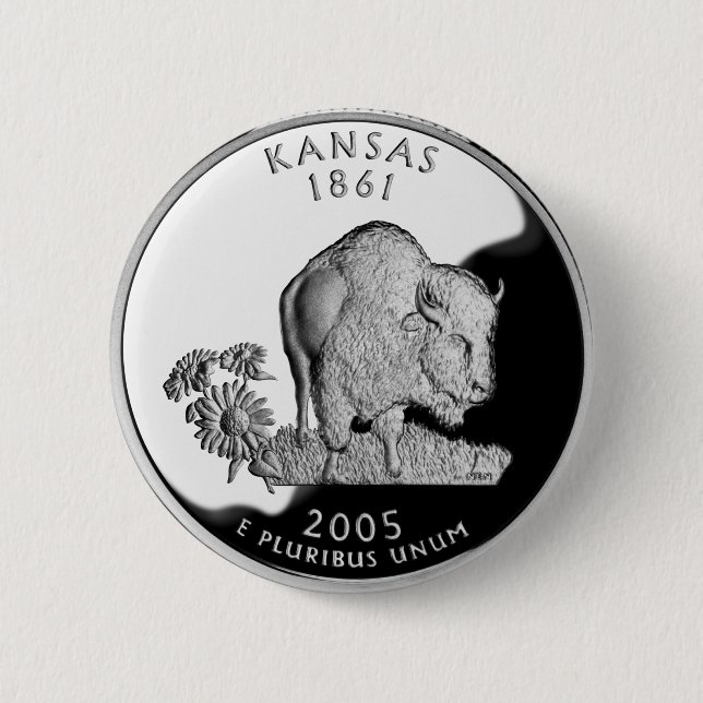 Faux Kansas State Quarter 6 Cm Round Badge (Front)