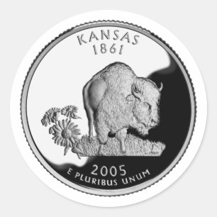 Faux Kansas State Quarter Classic Round Sticker