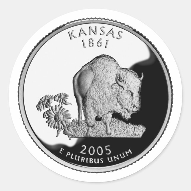 Faux Kansas State Quarter Classic Round Sticker (Front)